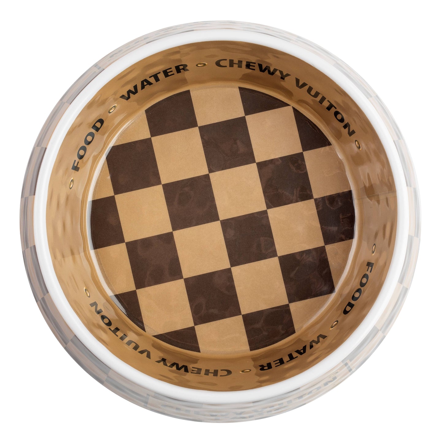 Checker Chewy Vuiton Dog Bowl