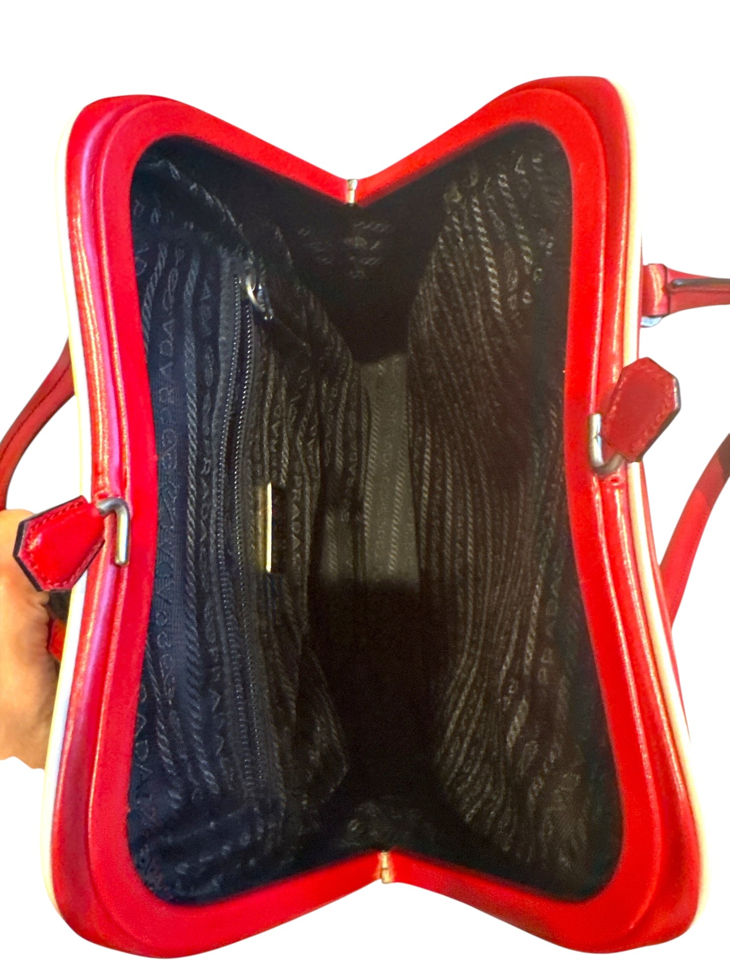 Prada Red Leather Bowling-style Bag