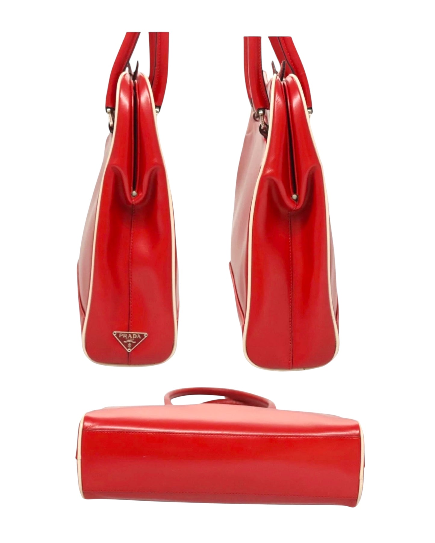 Prada Red Leather Bowling-style Bag