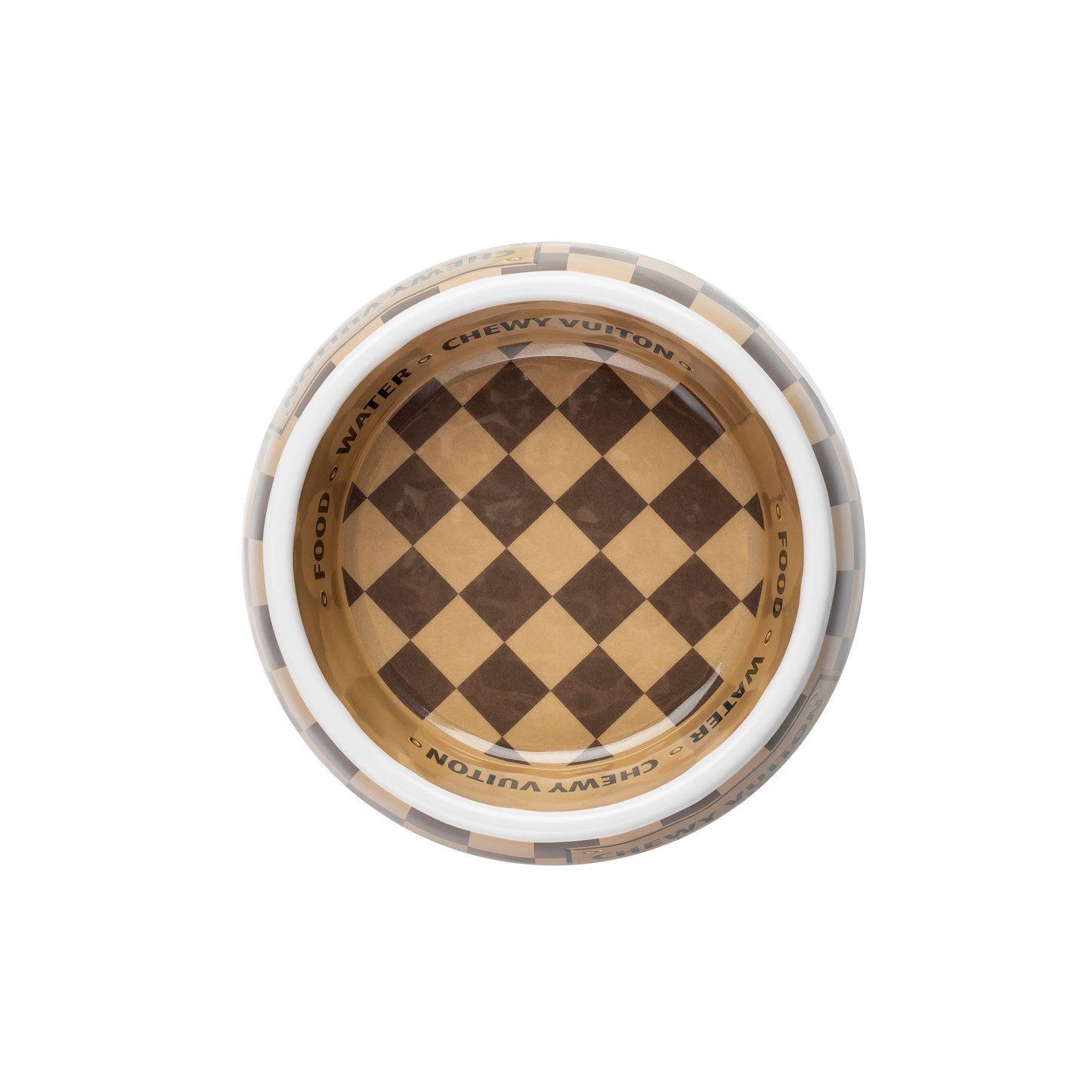 Checker Chewy Vuiton Dog Bowl