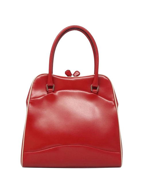 Prada Red Leather Bowling-style Bag