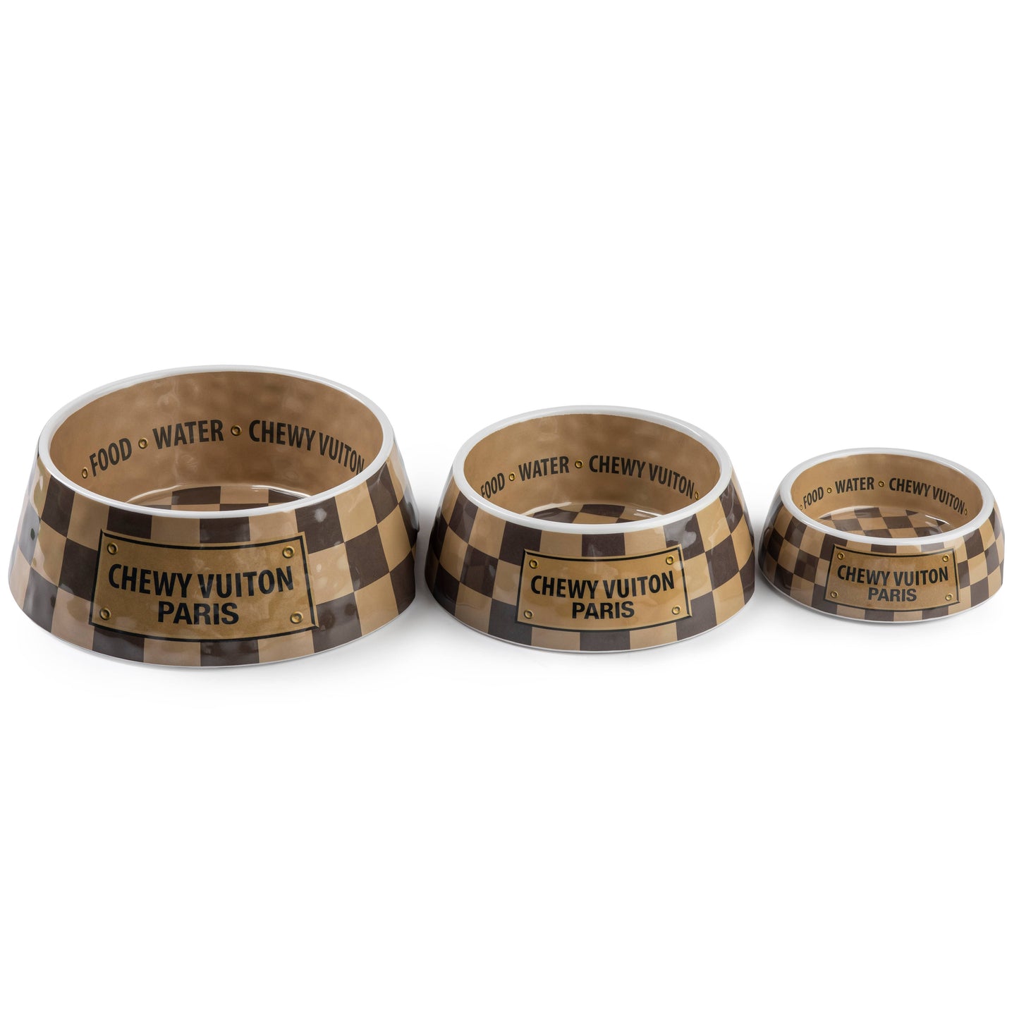 Checker Chewy Vuiton Dog Bowl