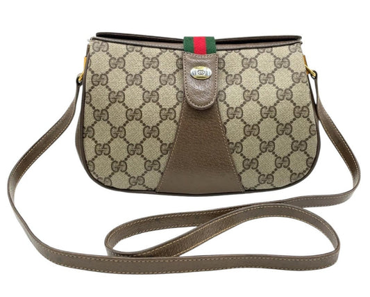 Vintage Gucci GG Supreme Canvas and Leather Sherry Line Crossbody